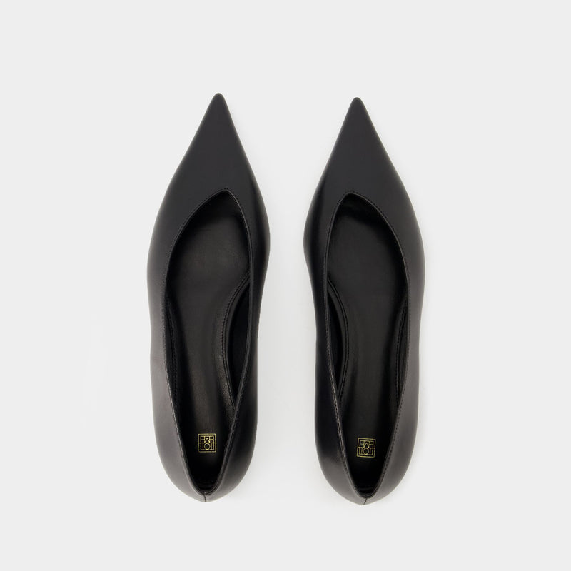 The Asymmetric Ballerinas - TOTEME - Leather - Black