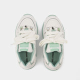 Catfish Lo Sneakers in White/Green Leather