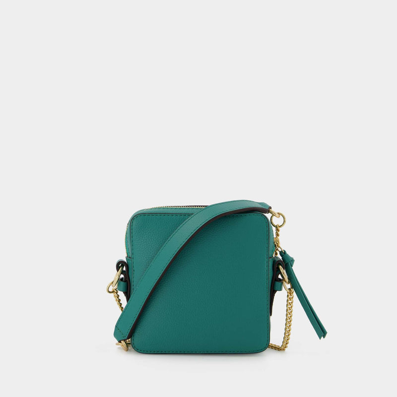 Green Leather Crossbody Camera Bag