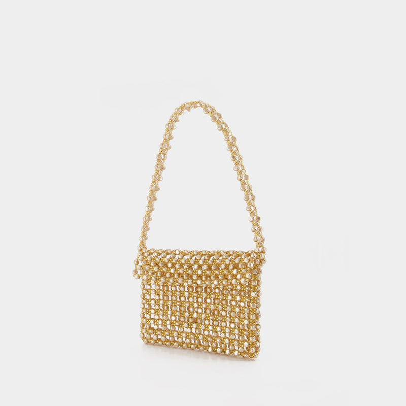 Beaded Sable Nacré Clutch Bag in Gold