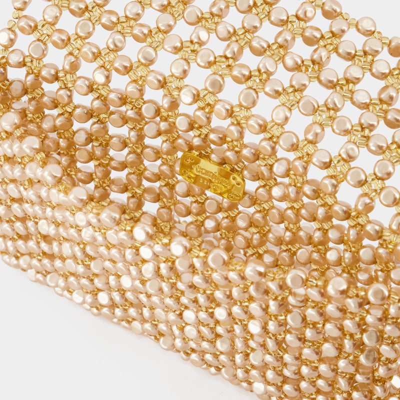 Beaded Sable Nacré Clutch Bag in Gold