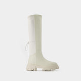 Tubular Boots in White Leather