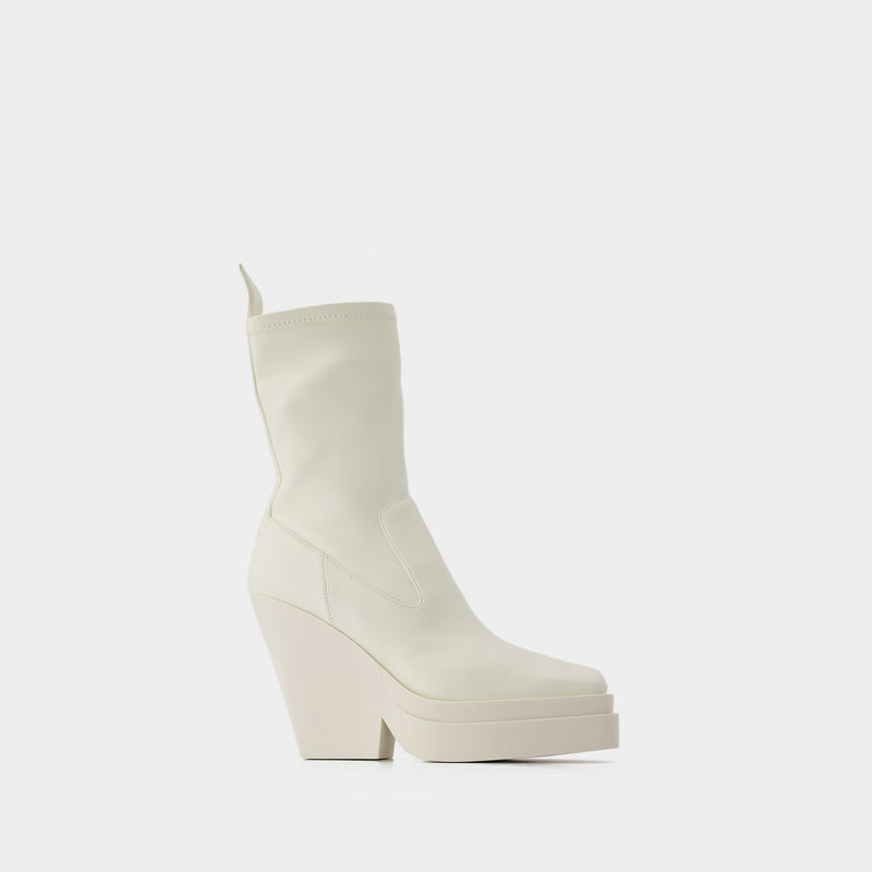 Texan Boots in White Synthetic Leather