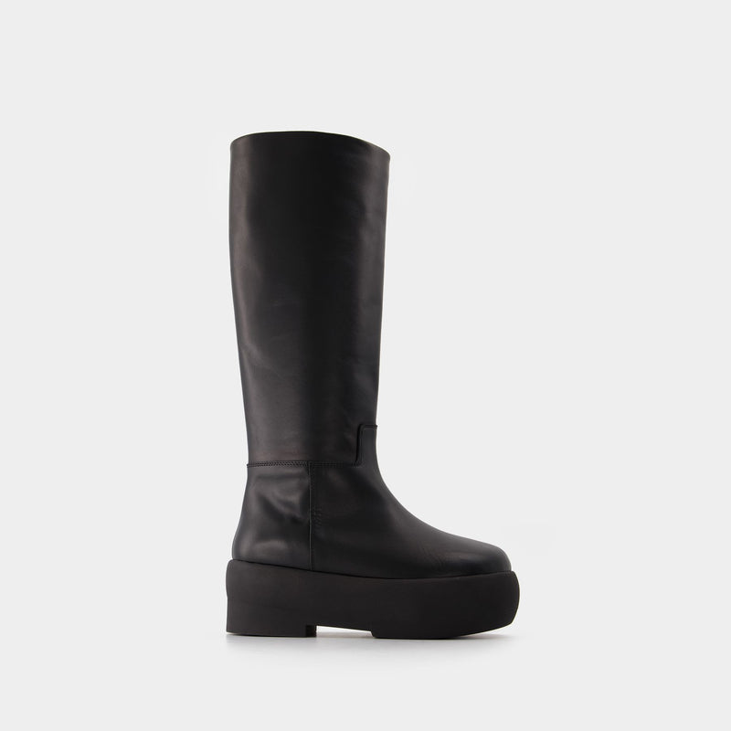 Tubular Boots in Black Leather