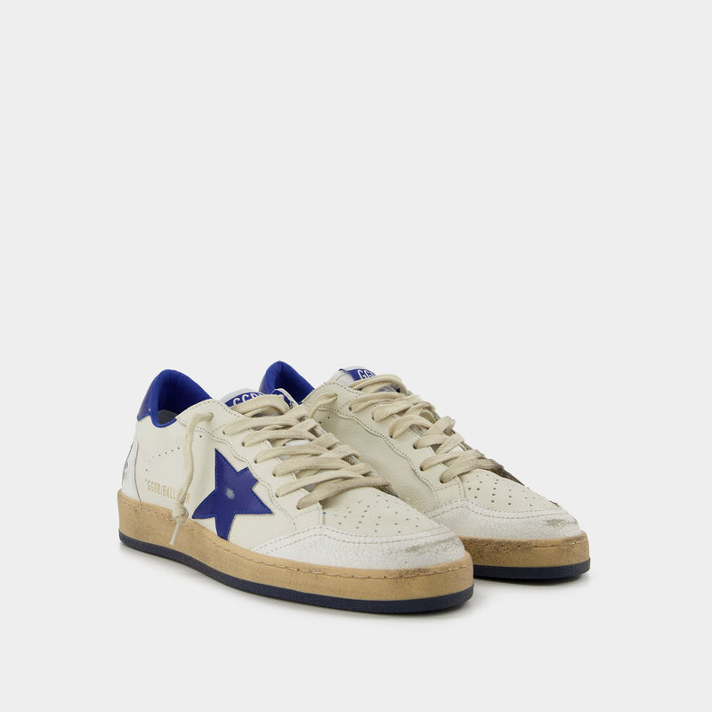 Ball Star Sneakers - Golden Goose -  White/Bluette - Leather