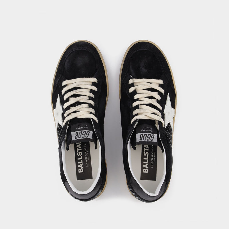 Ball Star Sneakers in White and Black Leather