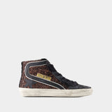 Slide Glitter Sneakers - Golden Goose - Leather - Brown