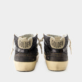 Mid Star Glitter Sneakers - Golden Goose - Leather - Black