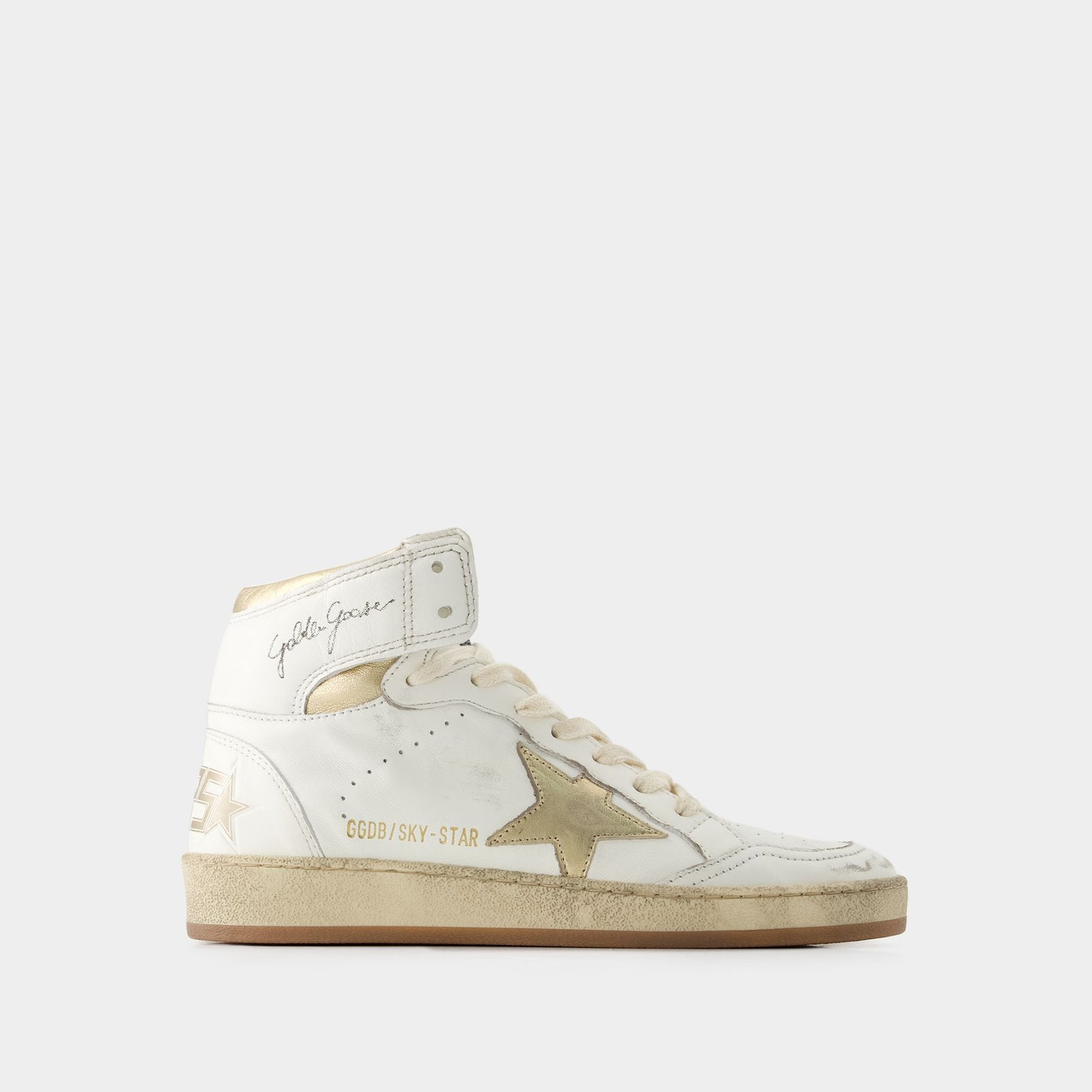 スニーカー Golden  Sky-Star' White Leather Sneakers GOLDEN GOOSE Sky-Star sneakers white leather with signature