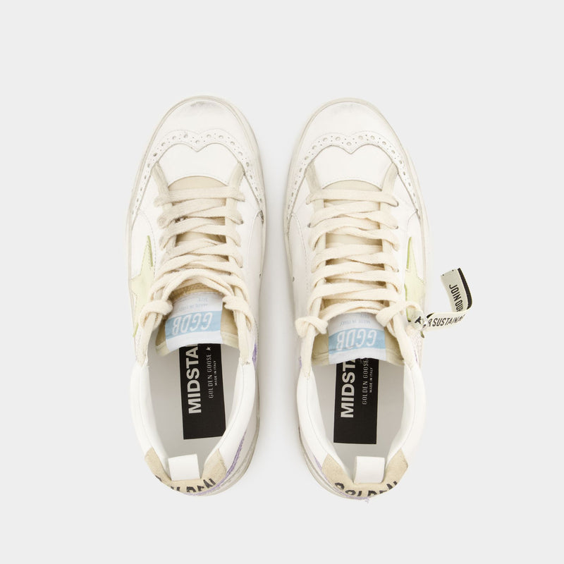 Mid Star Sneakers - Golden Goose Deluxe Brand - Leather - White