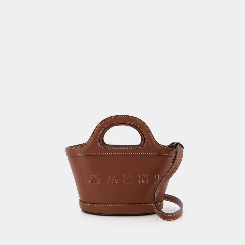 Tropicalia Micro Shopper Bag - Marni - Brown - Leather