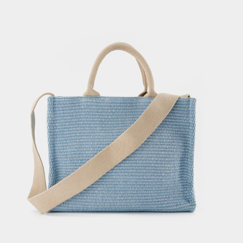 Small Basket Shopper Bag - Marni - Leather - Light Blue/Natural