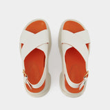 Fussbett Platform Sandals - Marni - White - Leather
