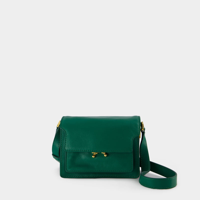 Trunk Mini Leather Shoulder Bag in Green - Marni