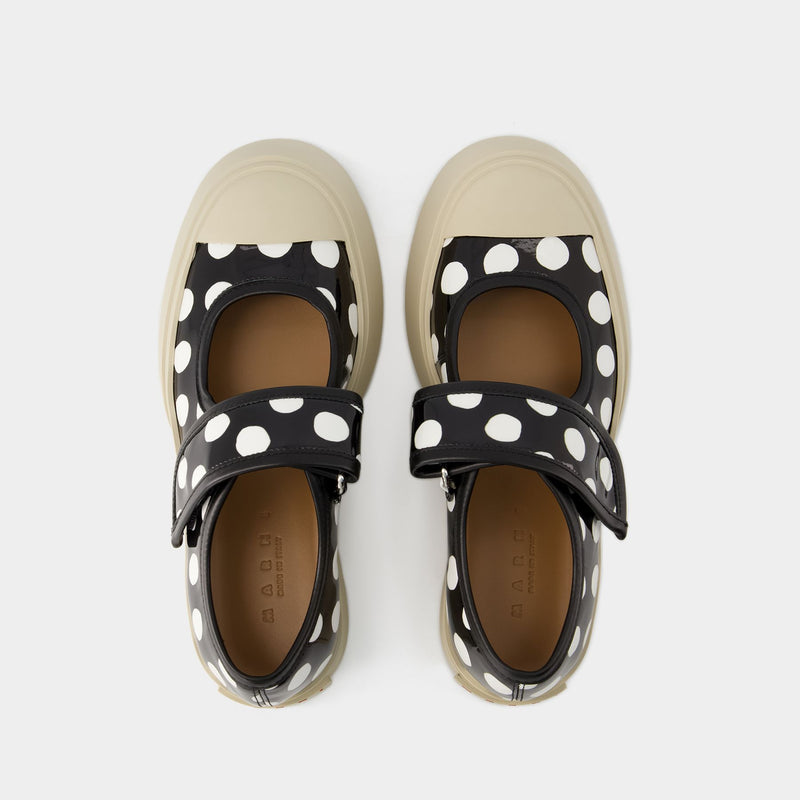Mary Jane Sneakers - Marni - Leather - Black/Lily White