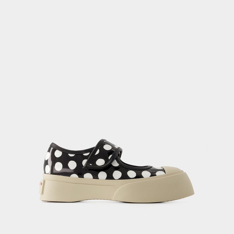 Mary Jane Sneakers - Marni - Leather - Black/Lily White