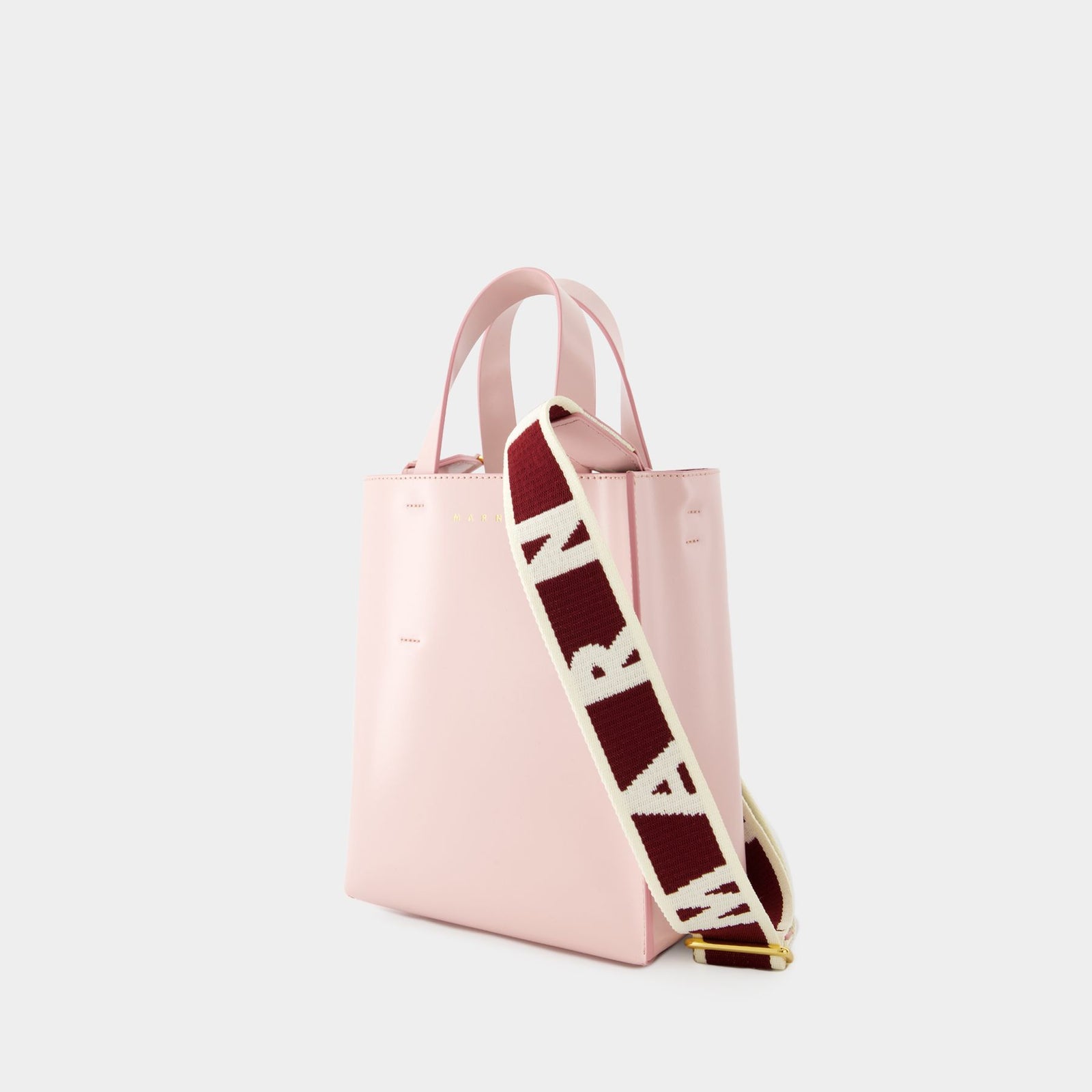 【関税込み】Marni ピンク ミニ Museo トートバッグ Museo Soft mini bag in pink colour-block leather with Marni