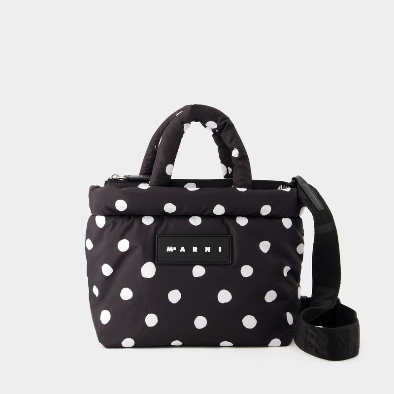 Ew Dots Print Tote Bag - Marni - Leather - Black