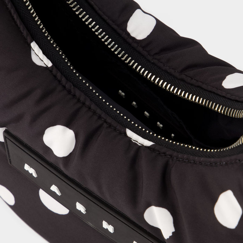 Dots Print Hobo Bag - Marni - Leather - Black