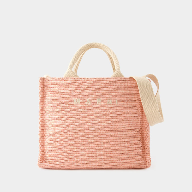 Small Basket Shopper Bag - Marni - Cotton - Light Pink