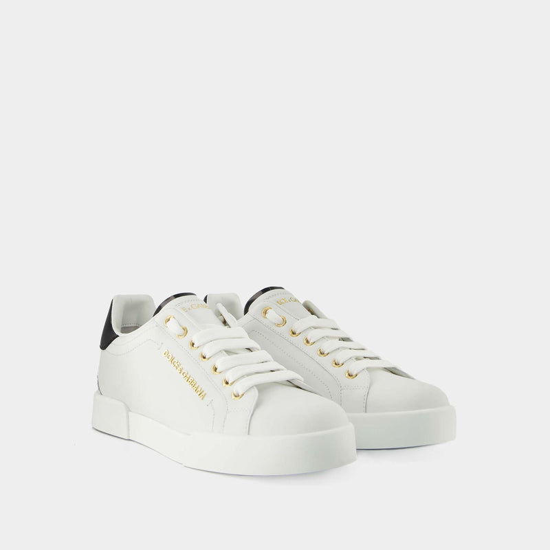 スニーカー Dolce&Gabbana White Gold Leather Portofino Sneakers Dolce & Gabbana White Gold Portofino Low Top Leather