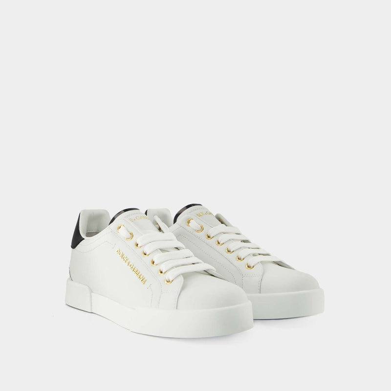 Portofino Sneakers - Dolce & Gabbana -  White/Gold - Leather