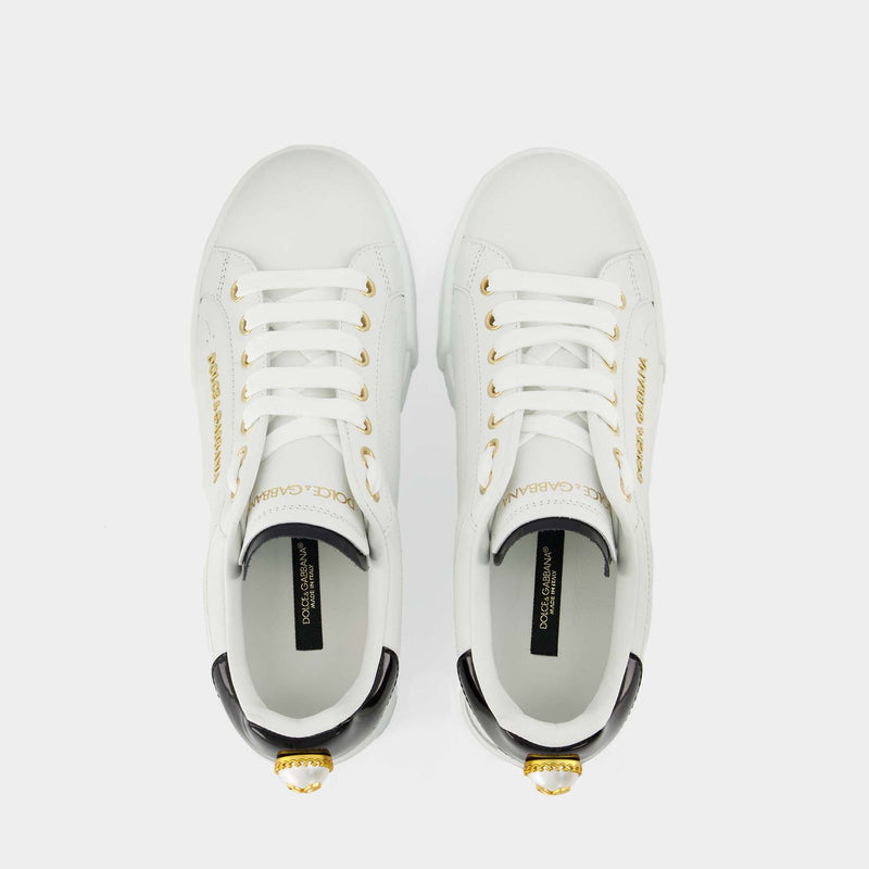 Portofino Sneakers - Dolce & Gabbana - White/Gold - Leather