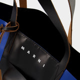 Shopping N/S W/Pocket Tote Bag - Marni - Royal/Black - Leather
