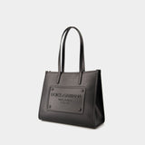 Embossed Plaque Tote Bag - Dolce&Gabbana - Leather - Black