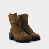 Mallory Boots in Kaki Suede