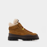 Jolya Boots in Brown/Ivory Suede