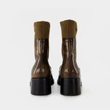 Mallory Boots in Brown Leather/Fabric