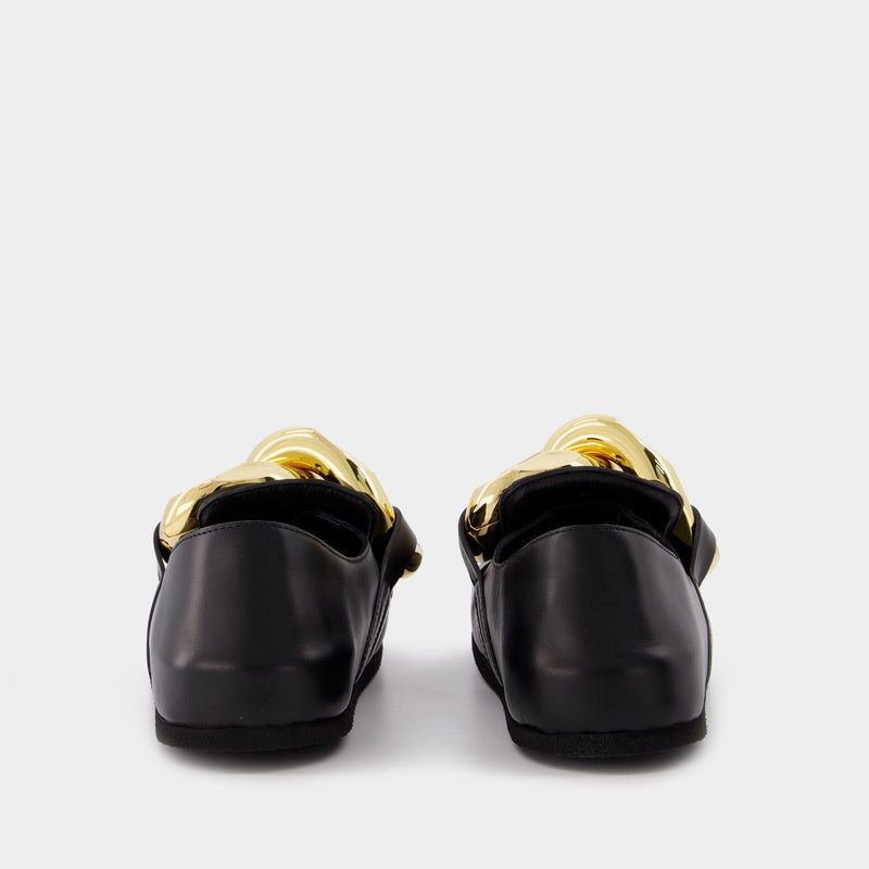 Chain Loafers in Black Leather