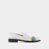Elastic Loafer in White Leather