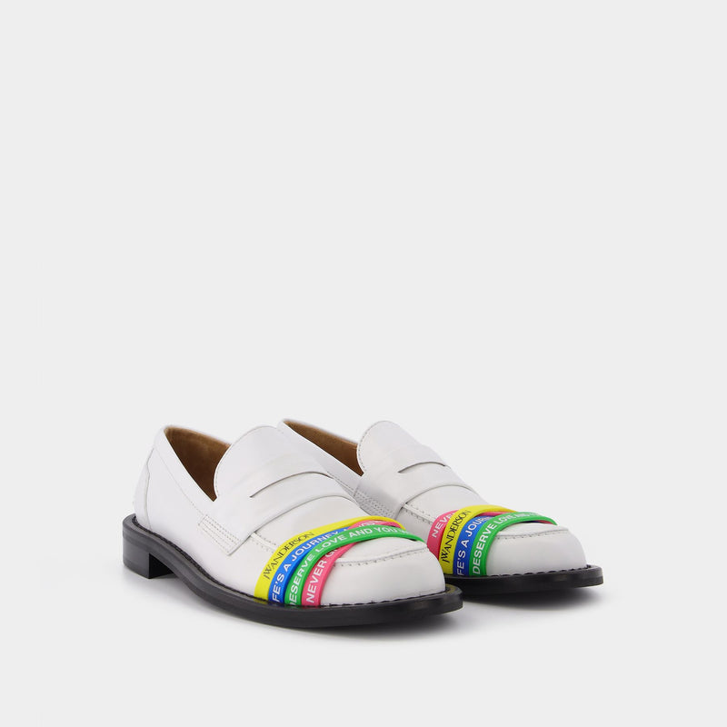 Elastic Loafer in White Leather