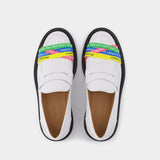 Elastic Loafer in White Leather