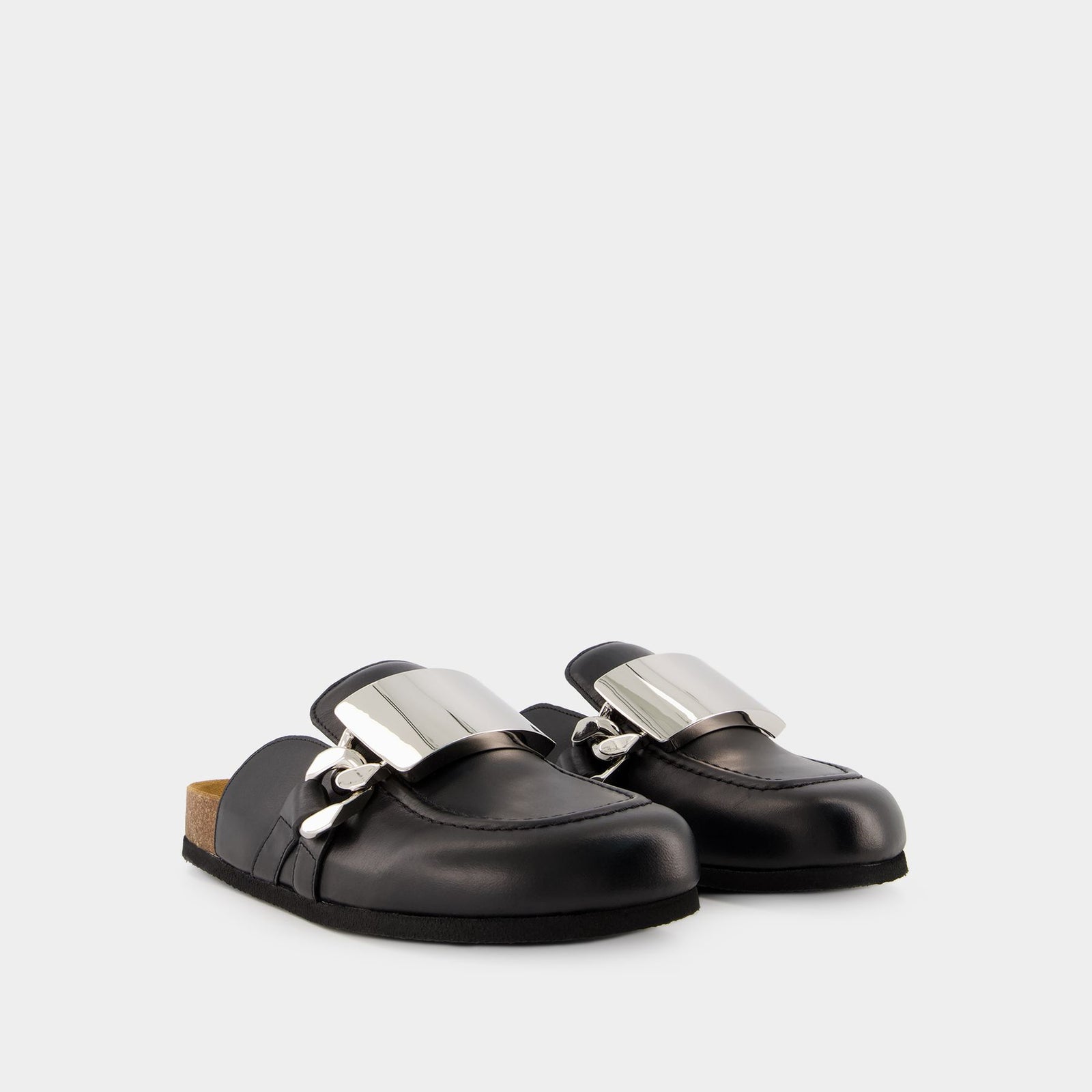 靴 JW ANDERSON CHAIN LOAFER MULES BLACK 40 JW Anderson - Chain Loafer Leather Mules | HBX - Globally