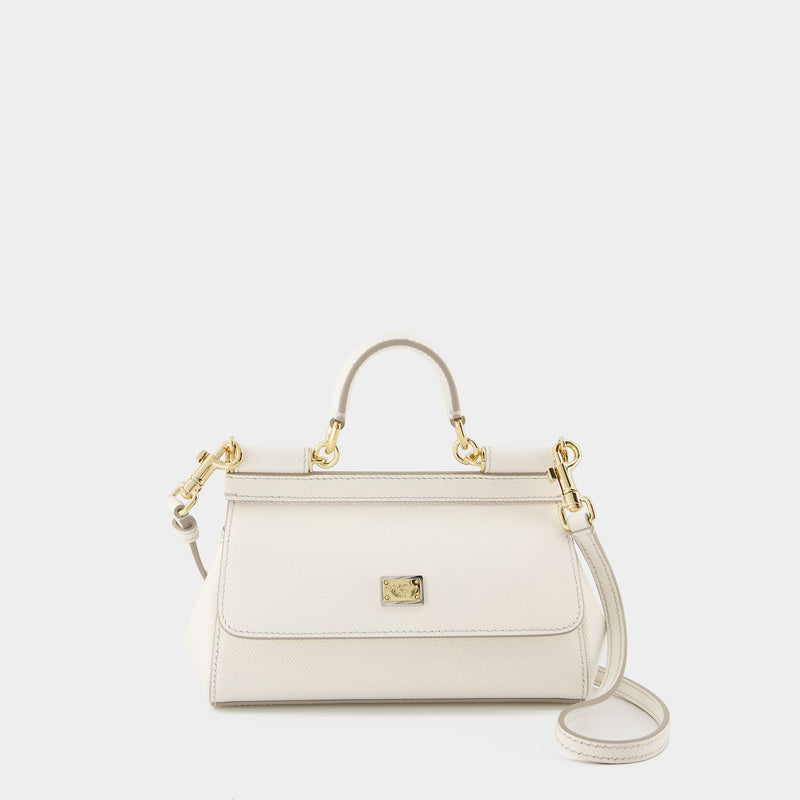 Dolce & Gabbana Small E/w Sicily Leather Top Handle Bag - Bianco