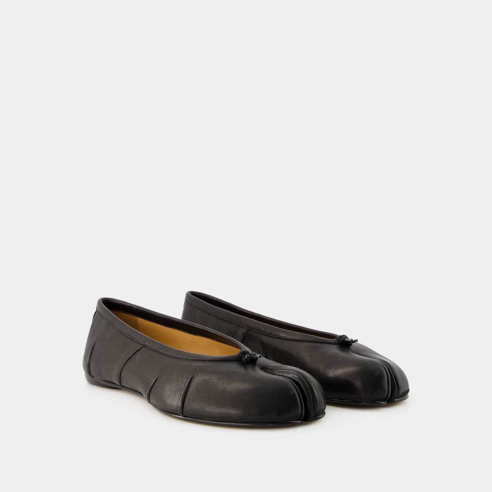 24AW new/Maison Margiela Tabiレザーバレエフラット Flat Black New Tabi Ballerinas - Maison Margiela - Leather - Black