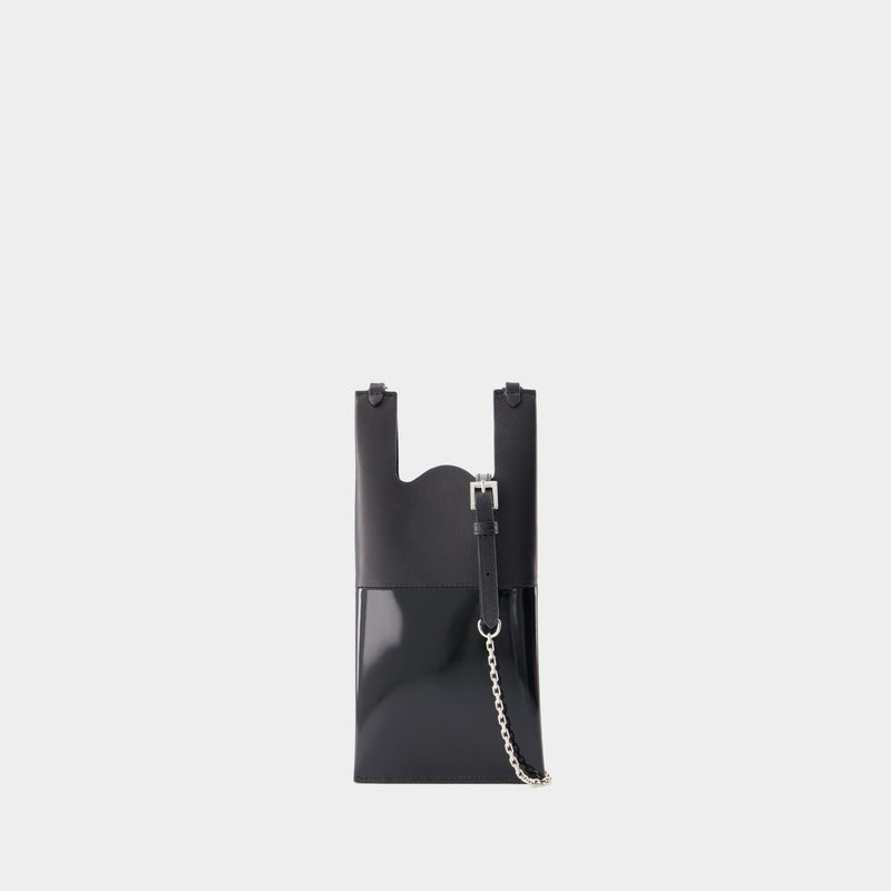 Phone Neck Pouch With Chain  - Maison Margiela - Calfskin - Black