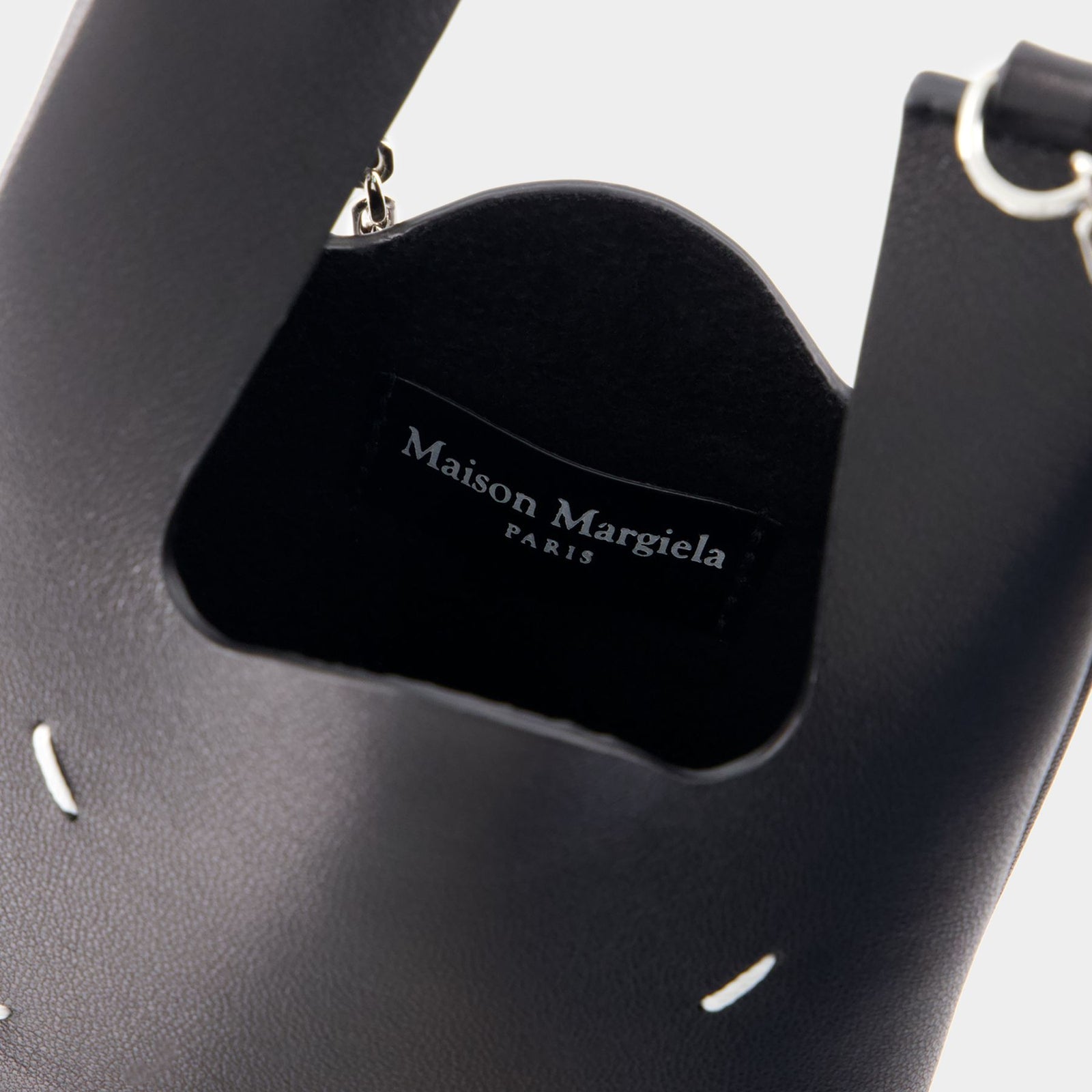 Phone Neck Pouch With Chain - Maison Margiela - Calfskin - Black