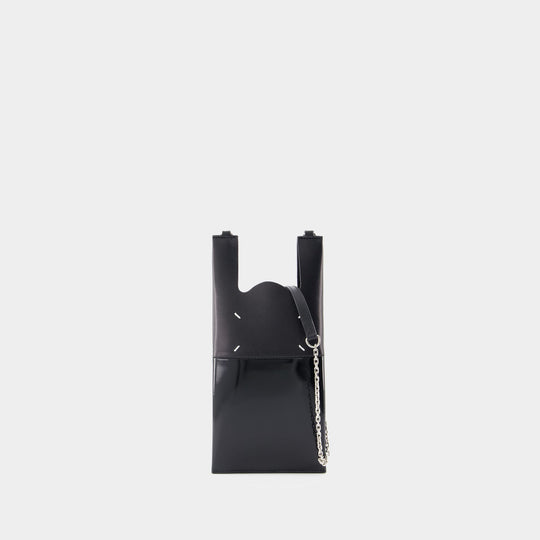 Phone Neck Pouch With Chain  - Maison Margiela - Calfskin - Black