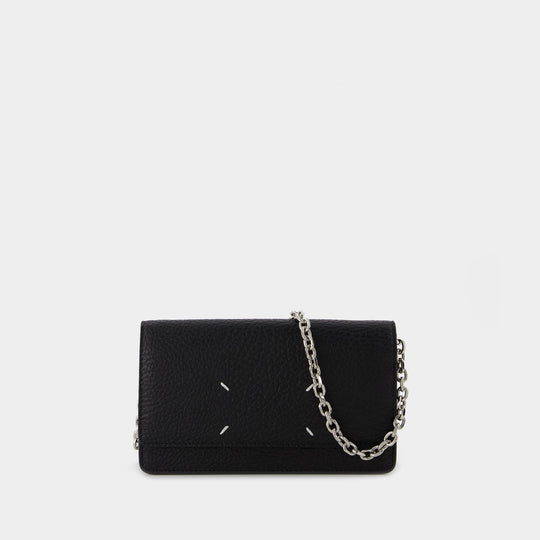 Large Chain Wallet in Black Leather