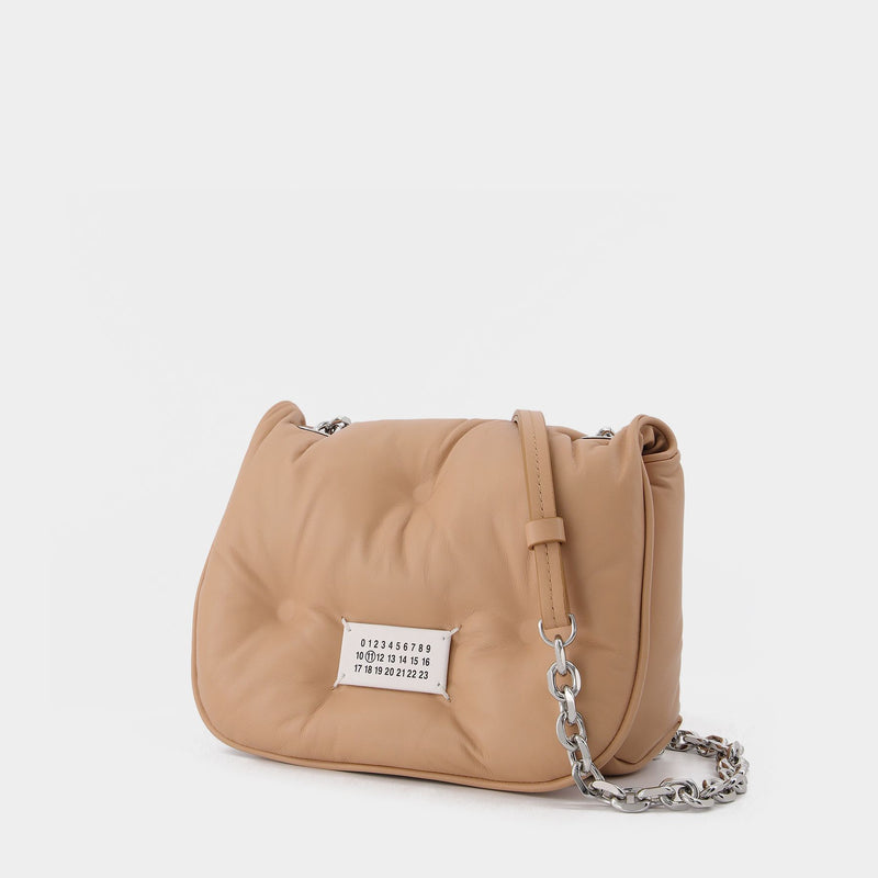 Glam Slam Flap Mini Bag in Beige Leather