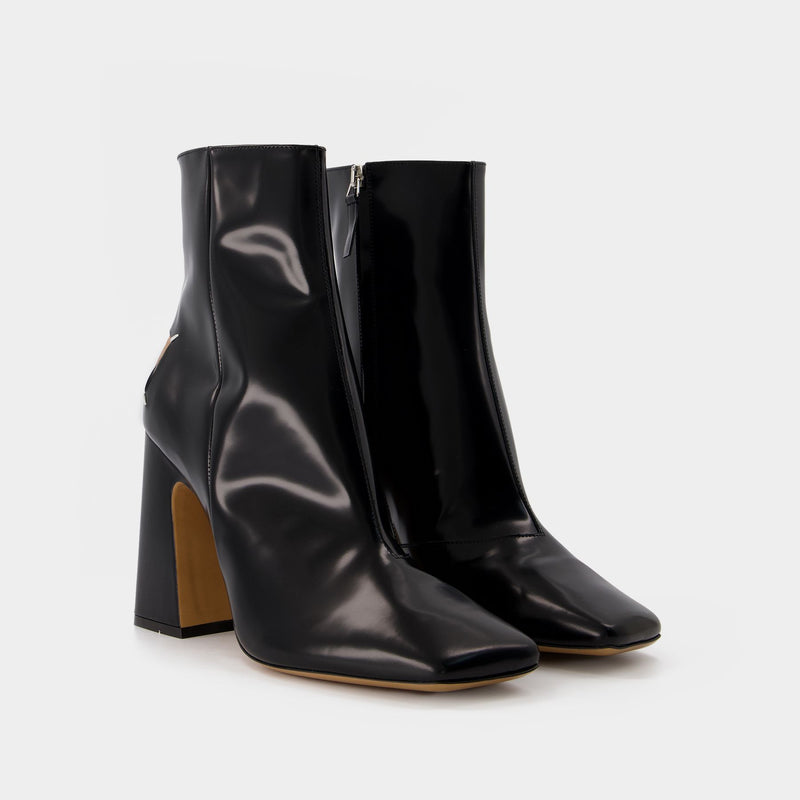 Boots in Black Fabric/Leather