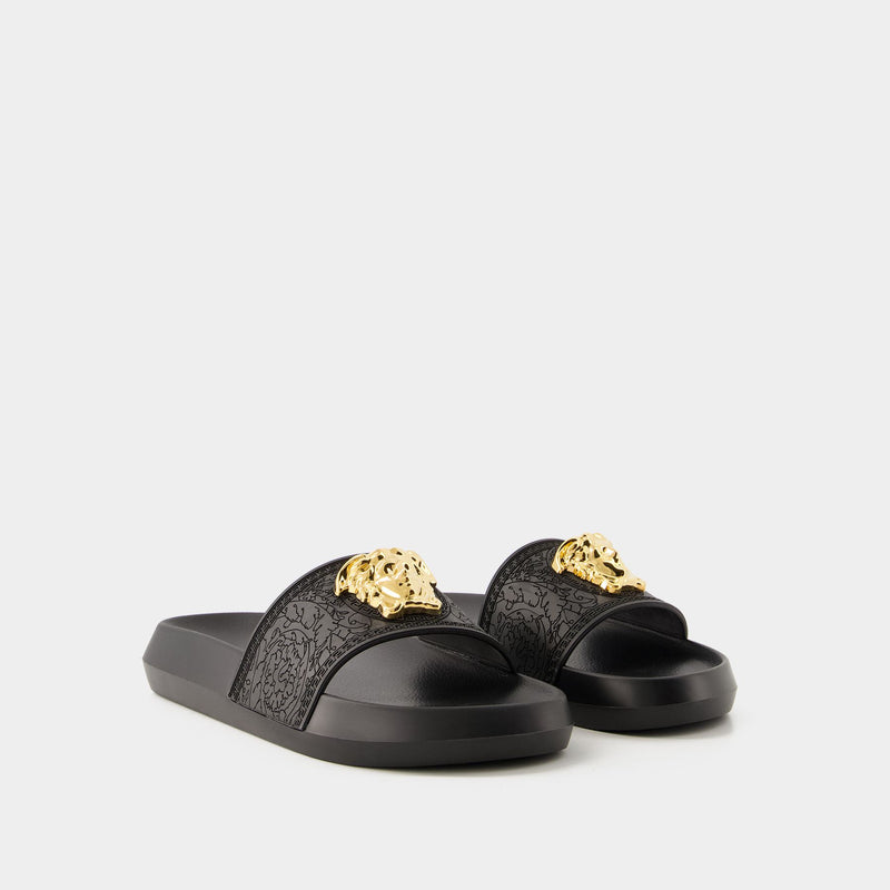 Medusa Pool Slides - Versace - Rubber - Black