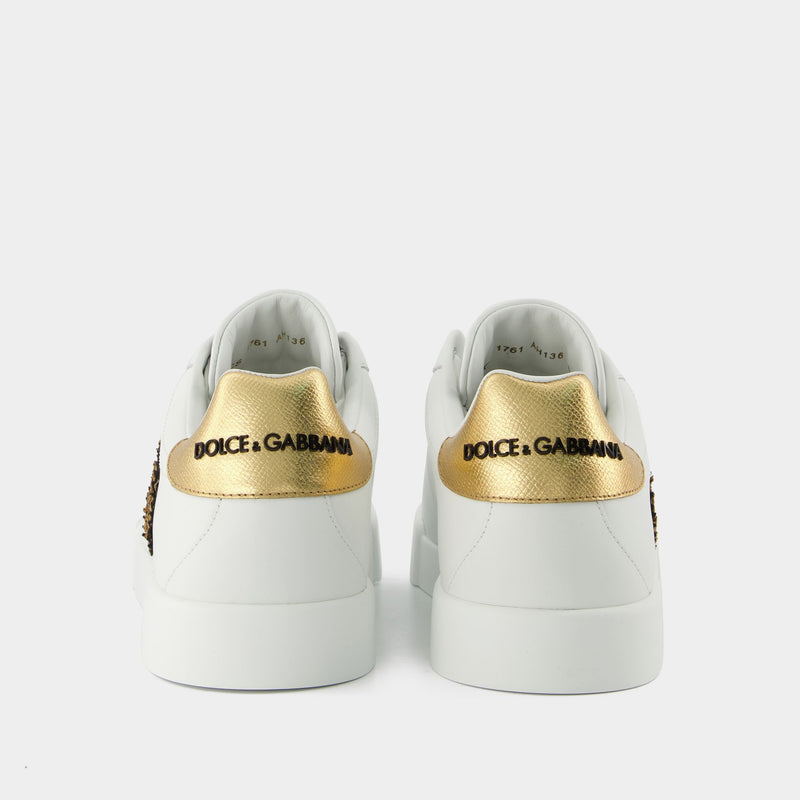 Portofino Sneakers - Dolce & Gabbana - White/Gold - Alligator