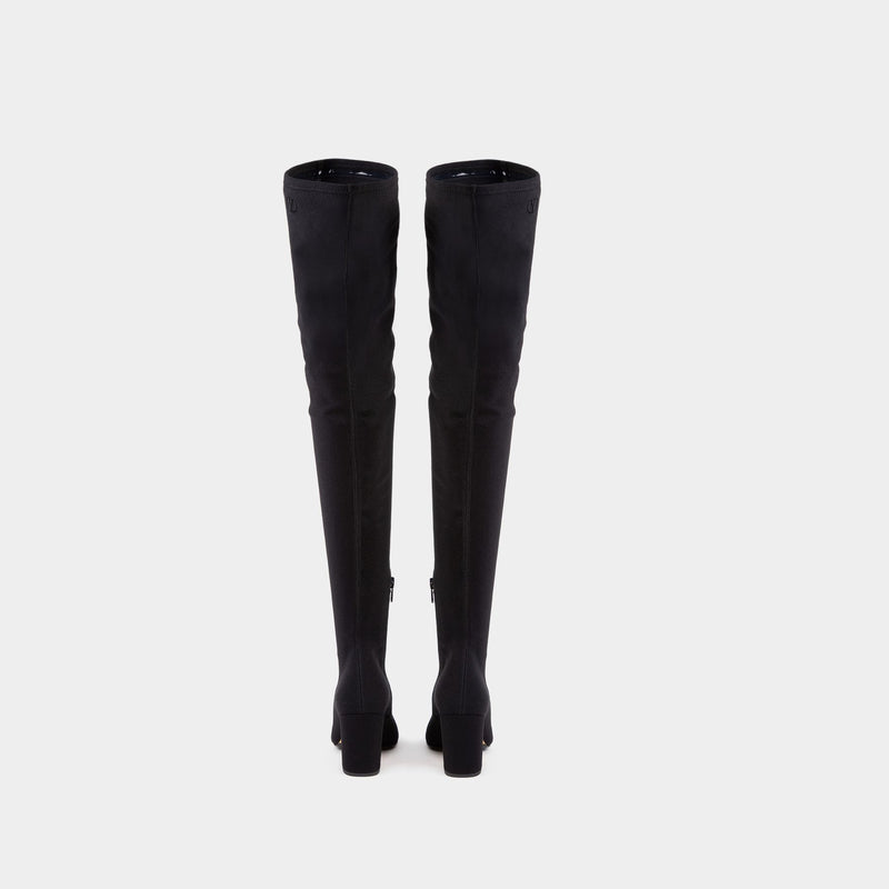 Over The Knee Boot in Black Fabric