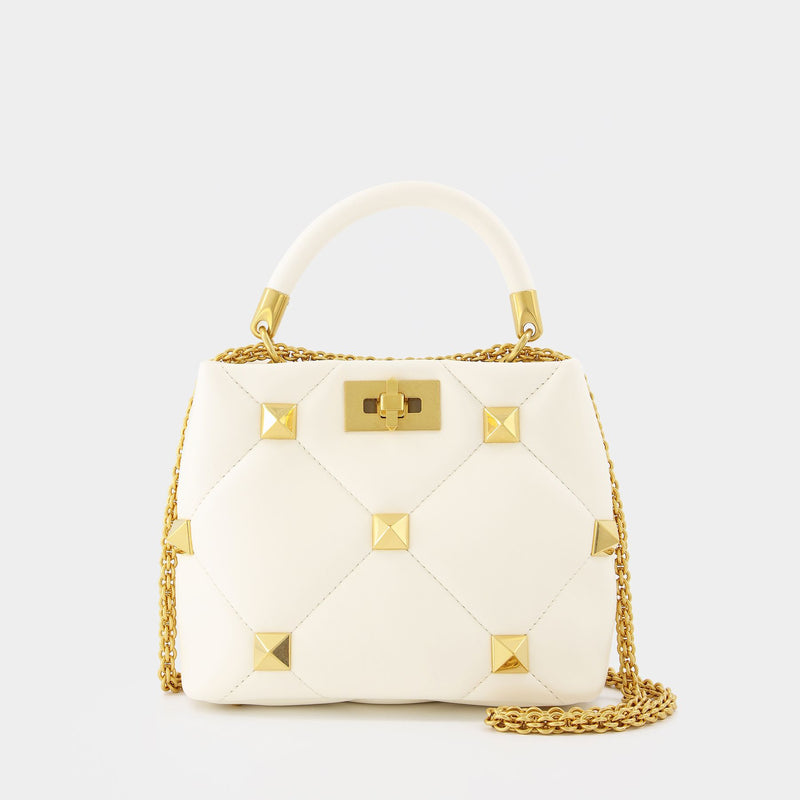 Small Top Handle Bag | Roman Stud The Handle Bag | Nappa Dolce/Antique Brass Macr