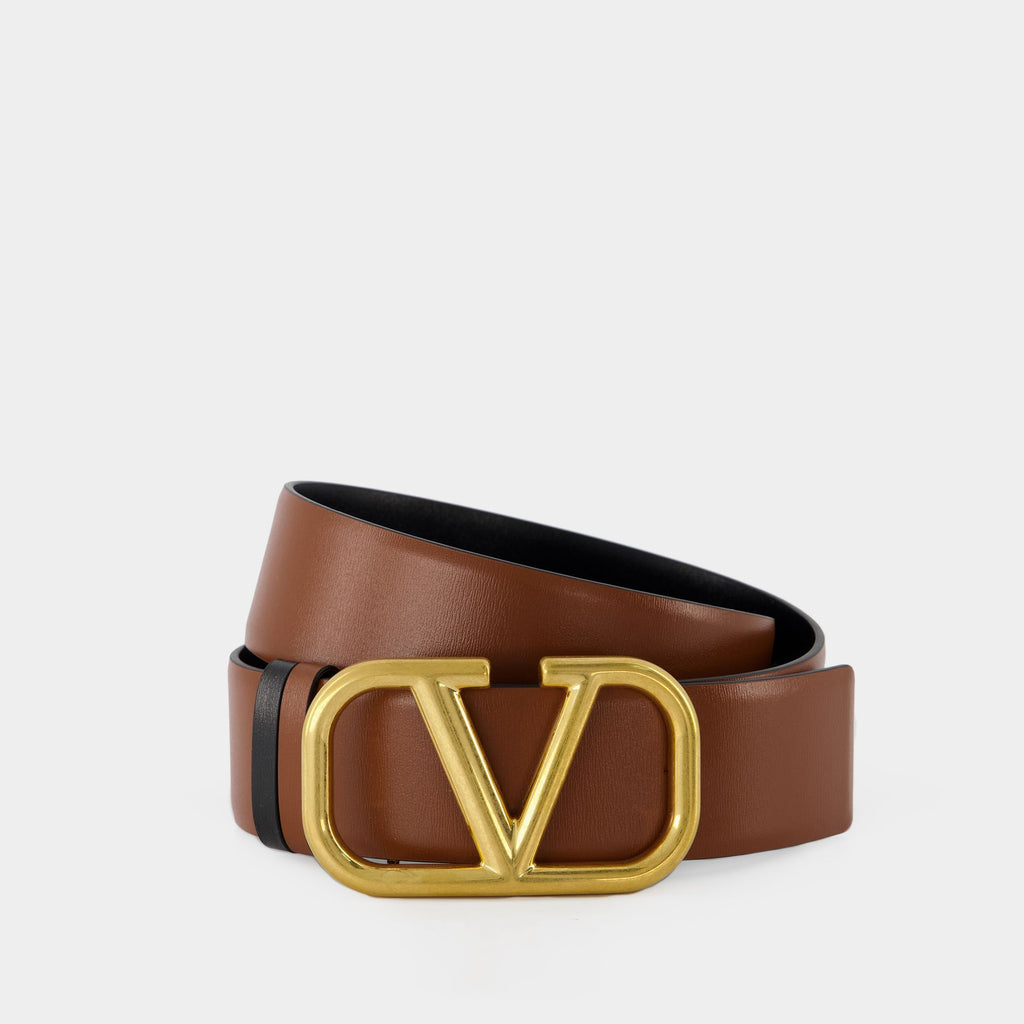 Valentino Garavani - VLogo Brown & Lime Reversible Belt